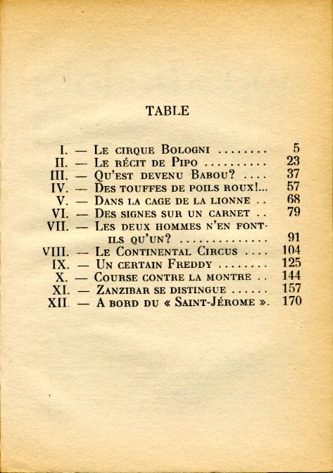 Cirque BONZON_Table 1972 Cirque BONZON_Table 1972
